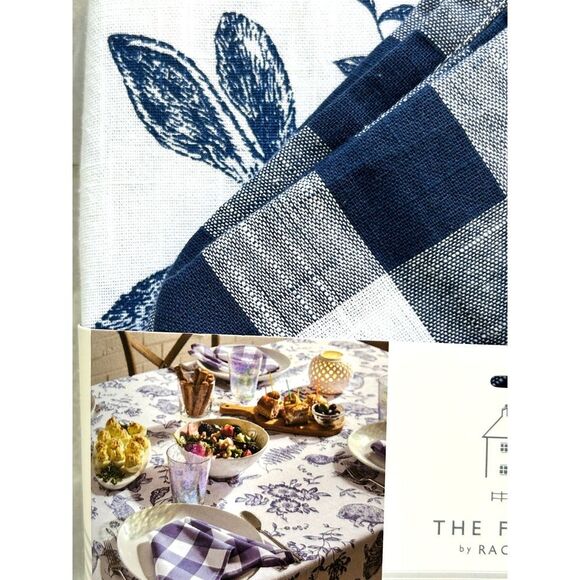 NEW Blue & White Easter Bunny Table Entertaining Set by Rachel Ashwell 60x84" - Picture 5 of 6